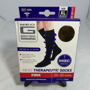 NEO G MEDICAL LUXURY MENS THERAPEUTIC COMPRESSION SOCKS BLACK XL 20-30 MMHG NEW